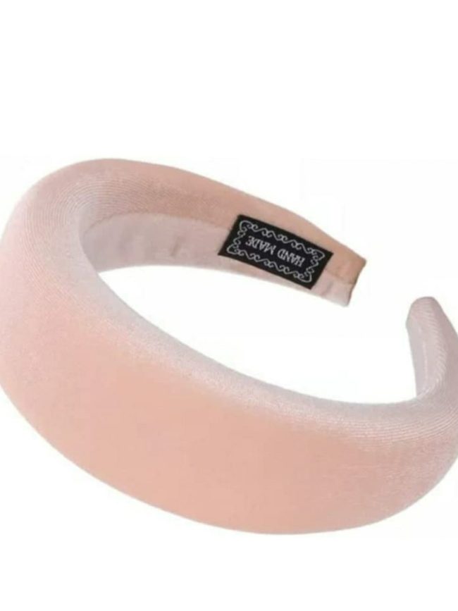 Cerchietto per capelli donna in velluto, con bombatura alta (Rosa)