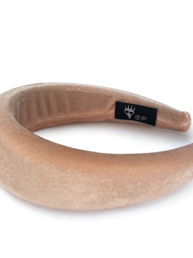 Cerchietto per capelli donna in velluto, con bombatura alta (Kaki)