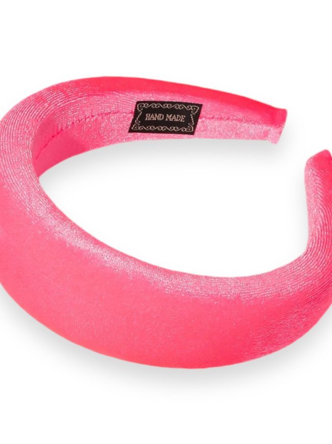 Cerchietto per capelli donna in velluto, con bombatura alta (Rosa forte)