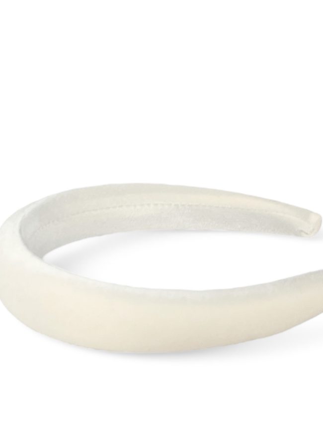 Cerchietto per capelli donna in velluto, bombatura media (Bianco latte)