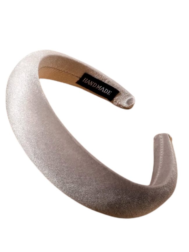 Cerchietto per capelli donna in velluto, bombatura media (Grigio)