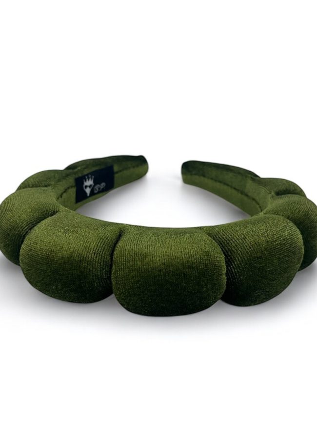 Cerchietto Skincare in velluto (Verde militare)