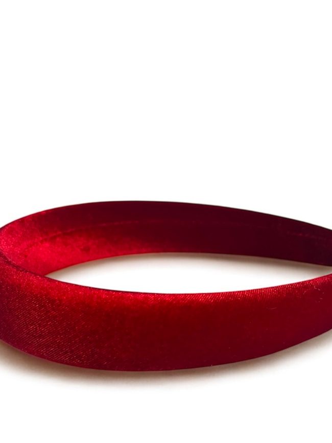 Cerchietto per capelli donna in velluto, bombatura media (Rosso)