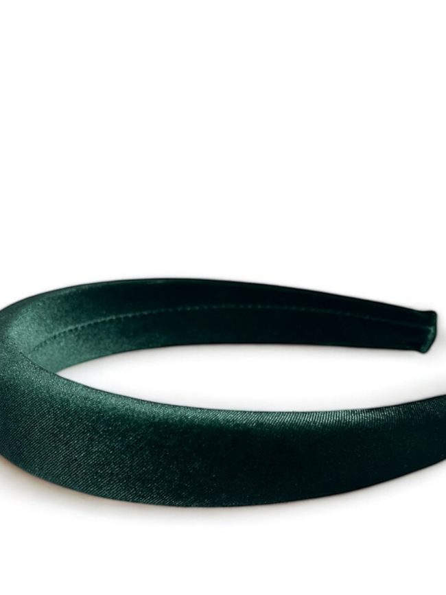 Cerchietto per capelli donna in velluto, bombatura media (Verde)