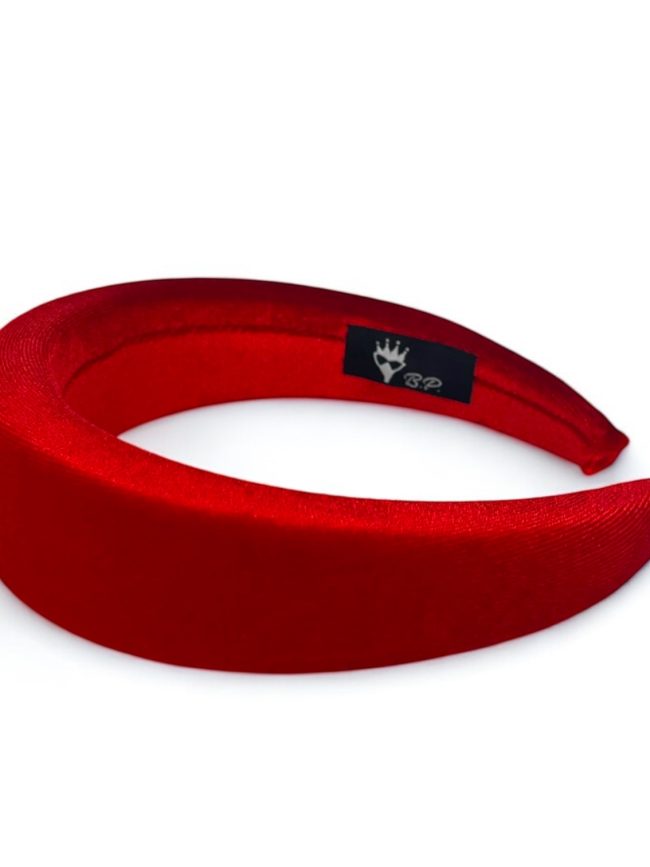 Cerchietto per capelli donna in velluto, con bombatura alta (Rosso)