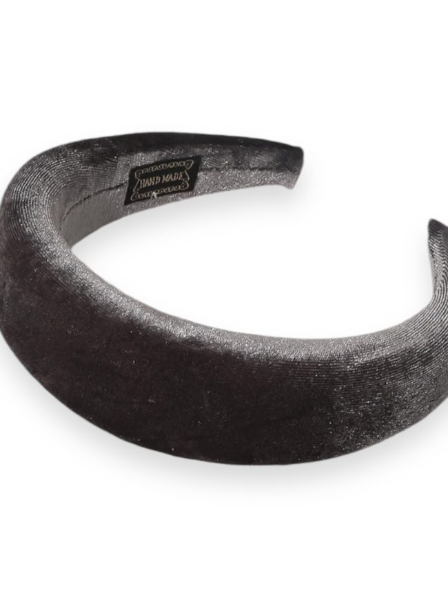 Cerchietto per capelli donna in velluto, con bombatura alta (Grigio)